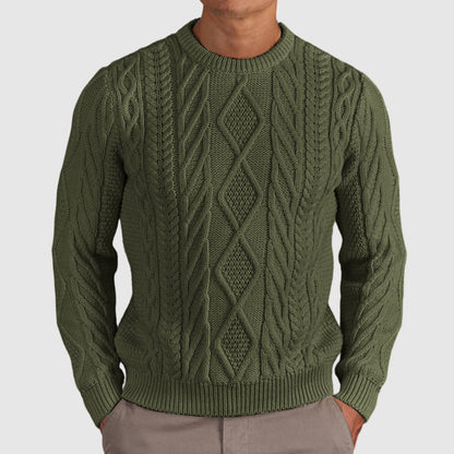 Men's Casual Gentleman Basic Casual Cable Round Neck Sweater