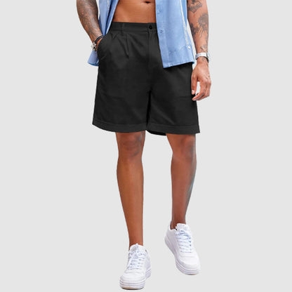 Men’s Linen Shorts Classic Fit Casual Elastic Waist Summer Beach Shorts