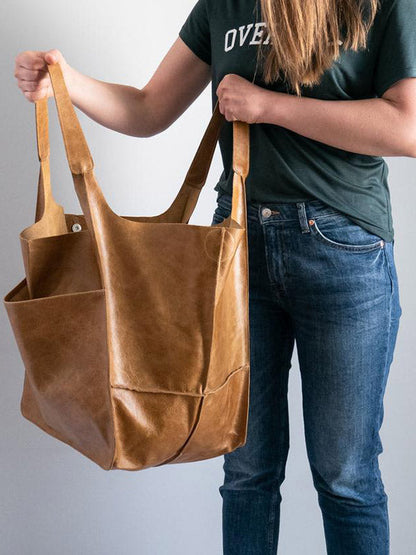 Women's Large Capacity Leather Tote