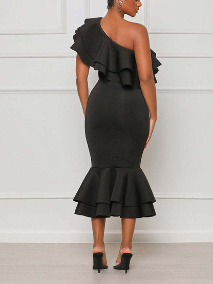 Women's Ruffle One Shoulder Dress