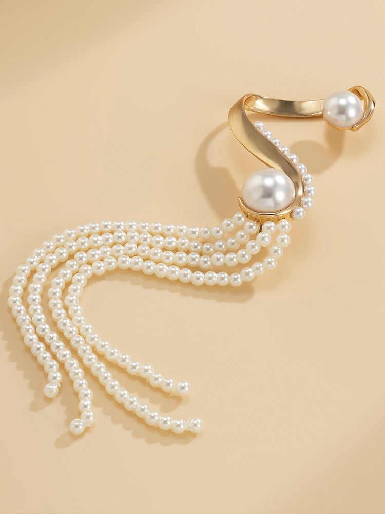 Women's Pearl Tassel Single Earrings