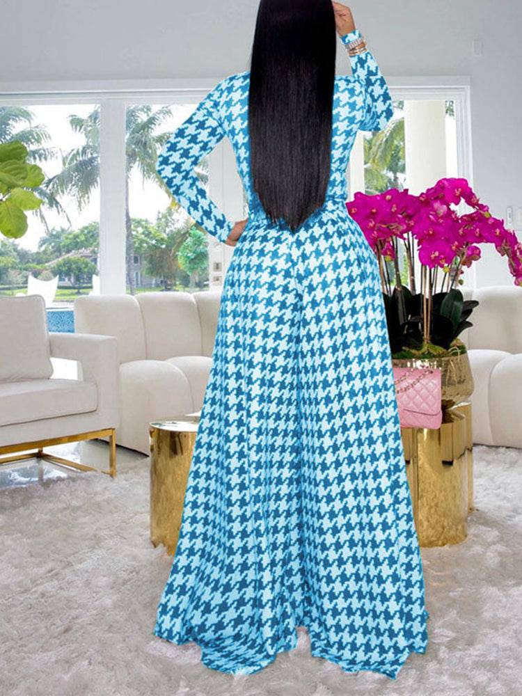 Plaid Long Sleeve Wide Leg Set