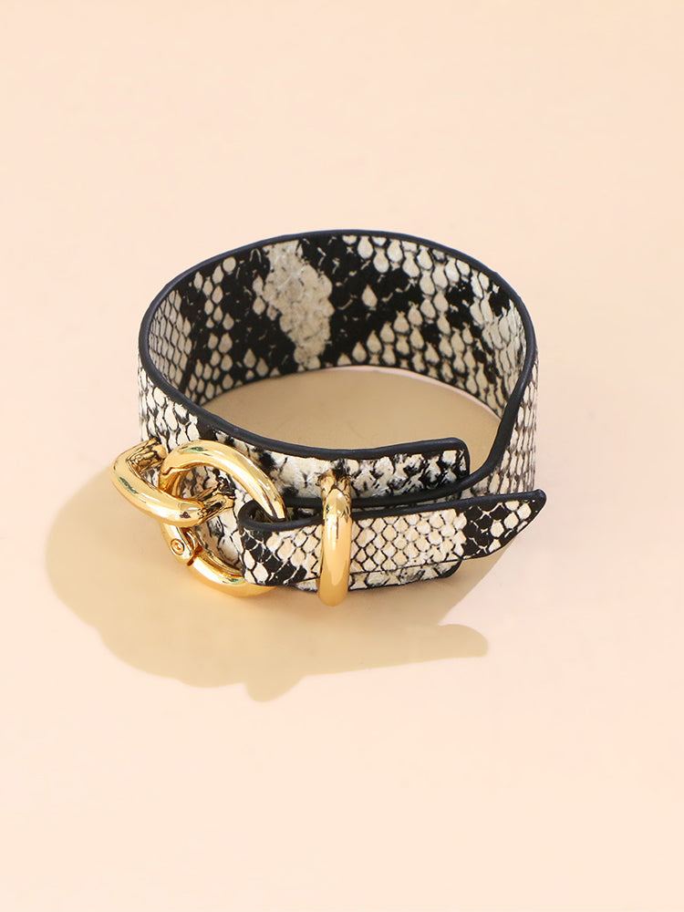 Women's Snakeskin Leopard Leather Bracelet