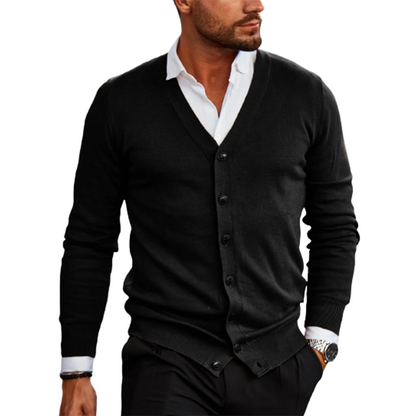 Men's cardigan coat middle-aged sweater men add velvet and thick casual V-neck jacket