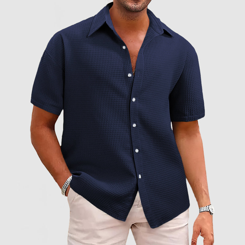 Men's Casual Waffle Short Sleeve Shirt