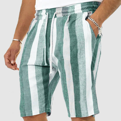 Men's Vacation Striped Linen Cotton Shorts