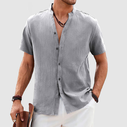 Men's Cotton Linen Short Sleeve Shirt