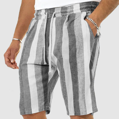 Men's Vacation Striped Linen Cotton Shorts