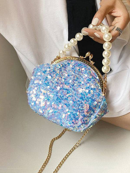 Women's Sequin Pearl Evening Mini Bag