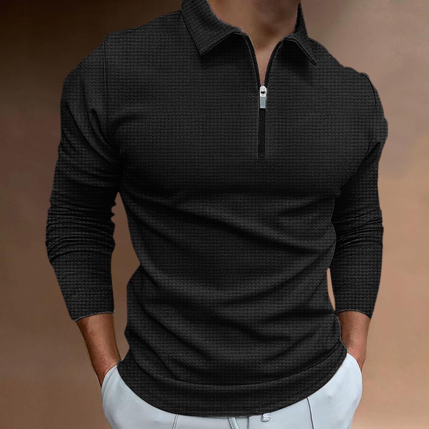 Men's new zip long sleeve T-shirt top