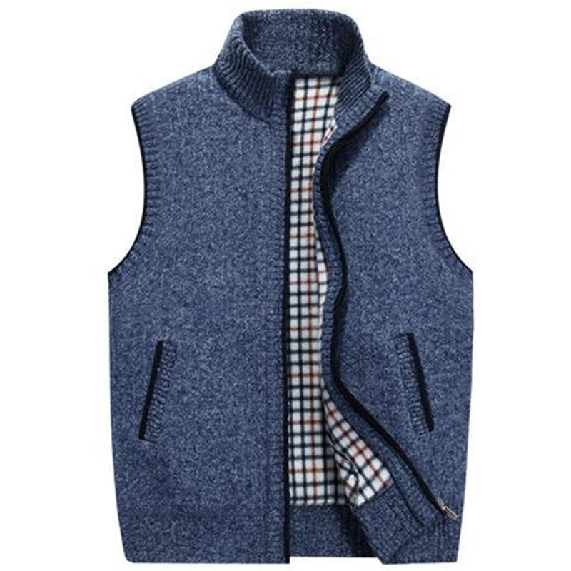 Men's autumn and winter stand collar knitted vest jacket