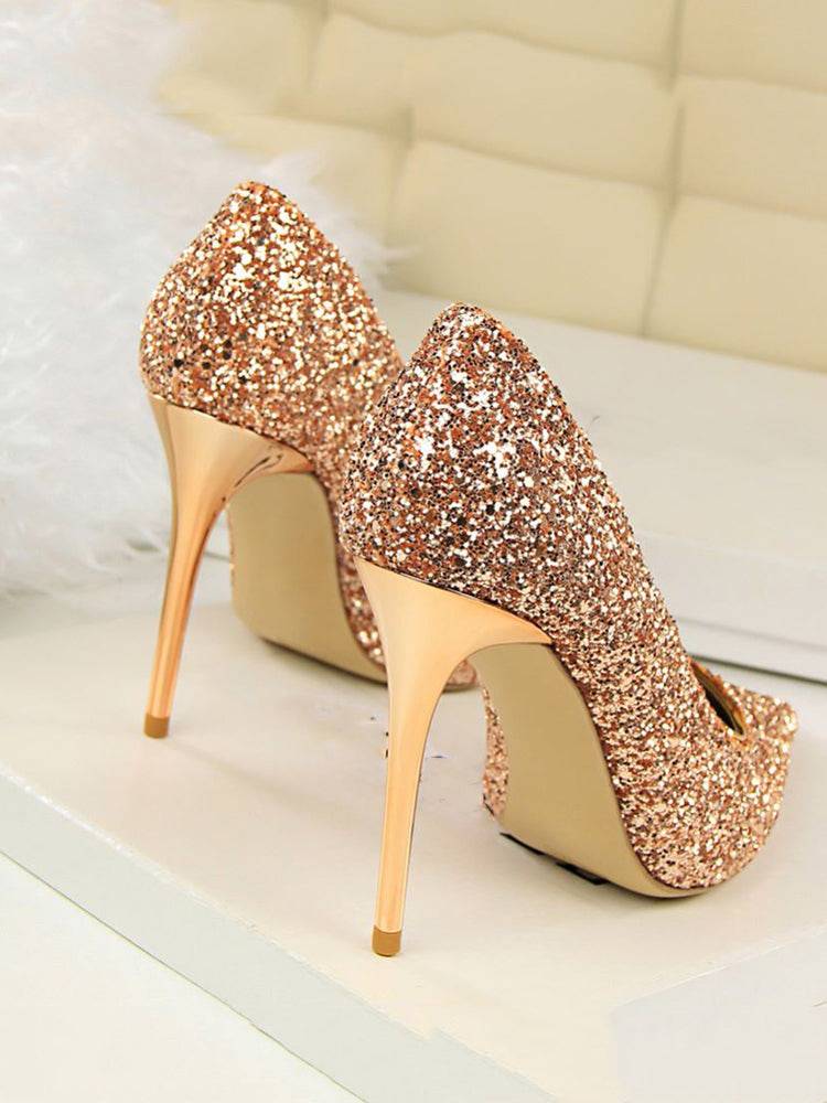 Sequin Pointed Toe High Heels Pumps