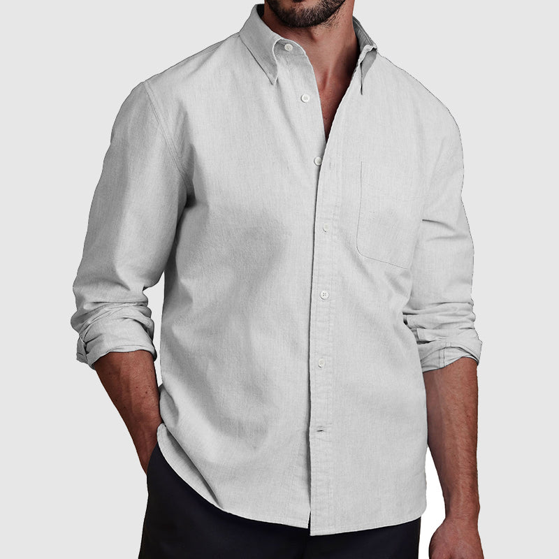 Men's Fashionable Cotton Casual Lapel Long Sleeve Shirt