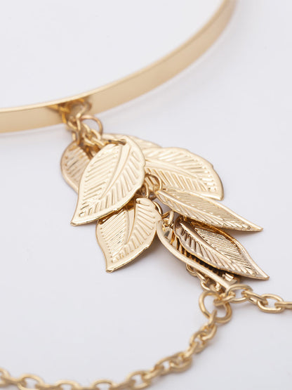 Women's U-shaped Leaf Tassel Arm Bracelet