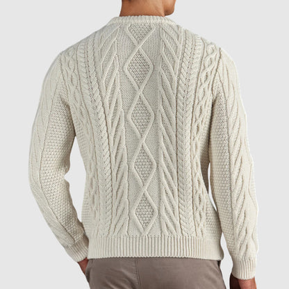 Men's Casual Gentleman Basic Casual Cable Round Neck Sweater