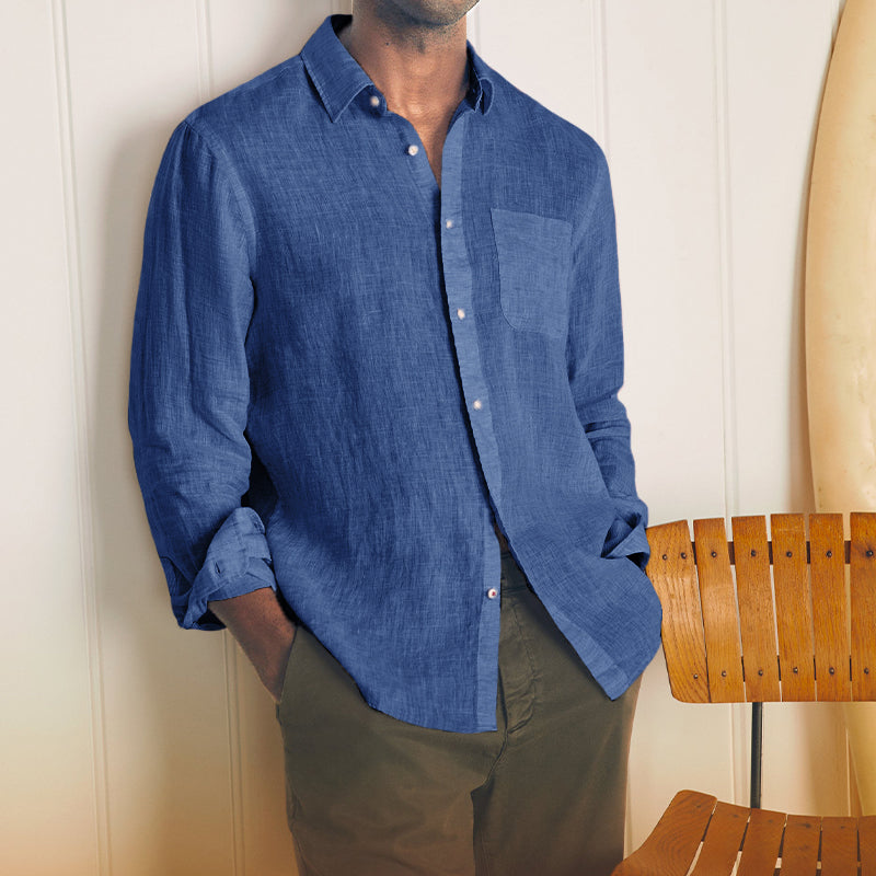 Gentleman's Casual Basic Cotton Linen Shirt