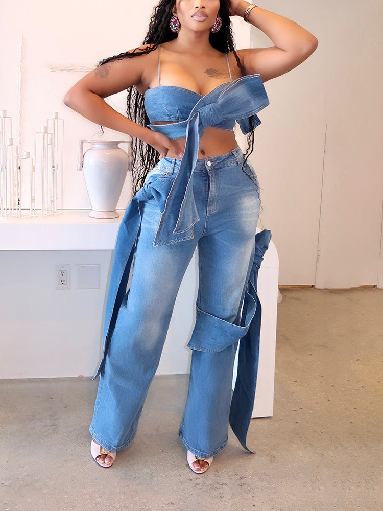 Big Bow Denim Top  Jeans