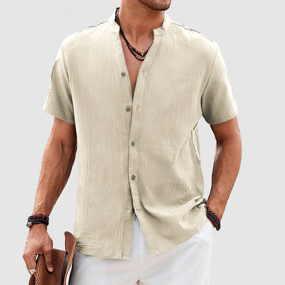 Men's Cotton Linen Short Sleeve Shirt