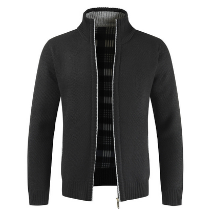 Men's autumn and winter stand collar zipper casual cardigan sweater jacket