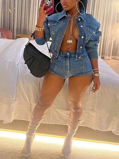 Denim Jacket  Short Set