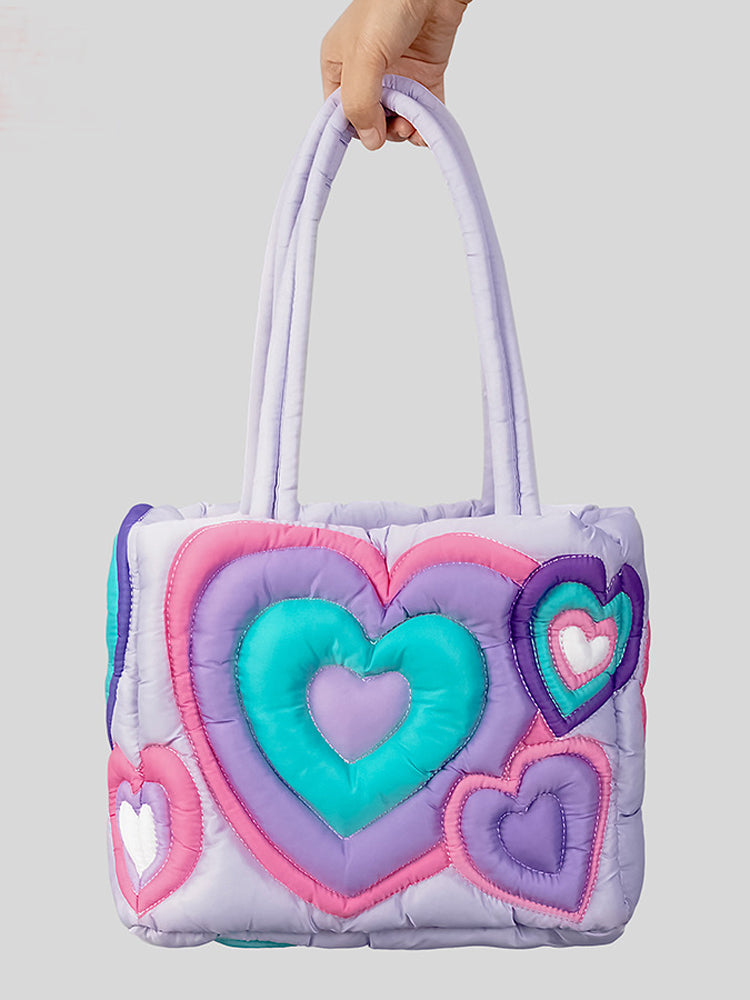 Women's Heart Puffer Tote Bag