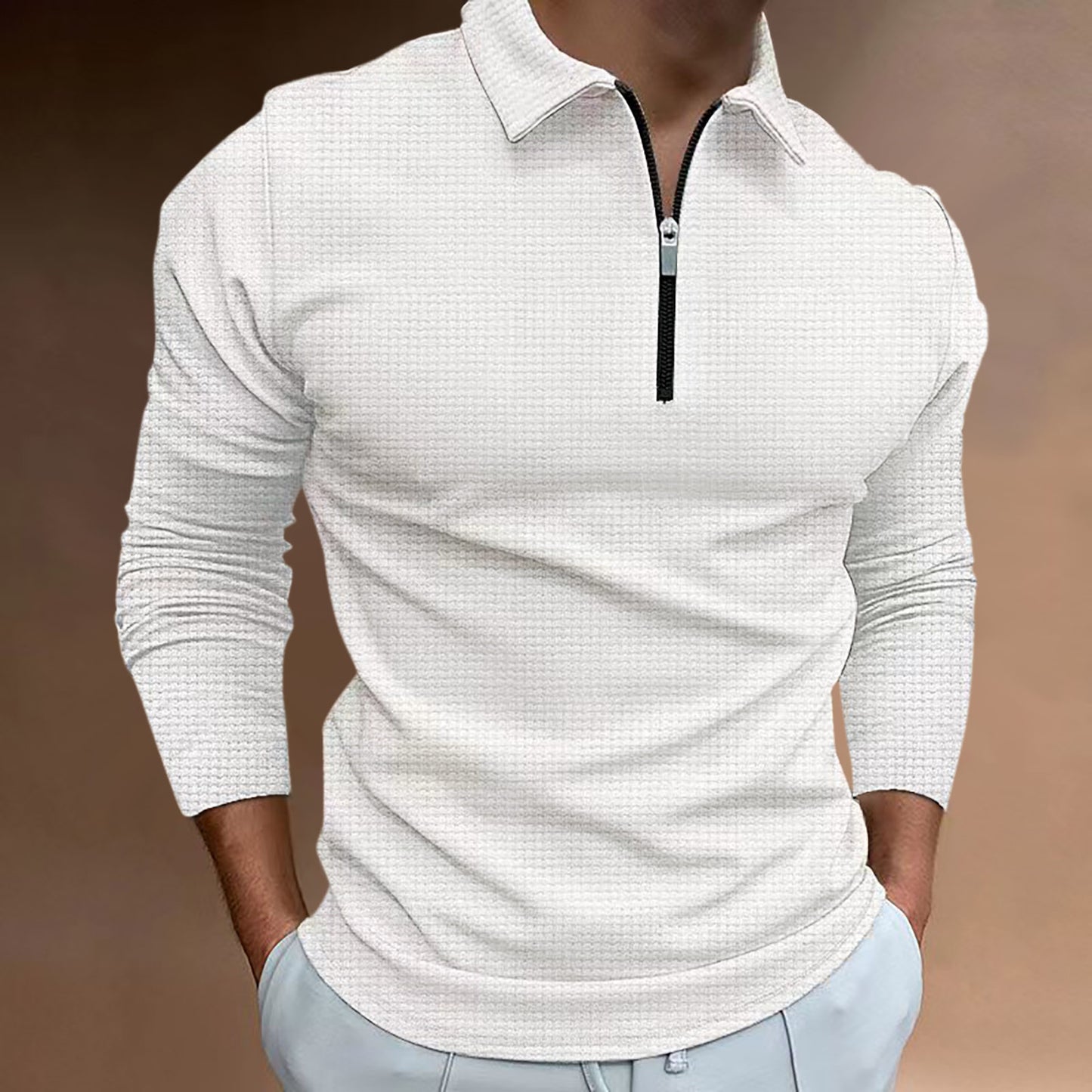 Men's new zip long sleeve T-shirt top