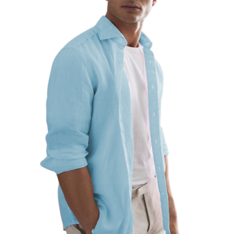 Men's Cotton Linen Casual Long Sleeve Shirt