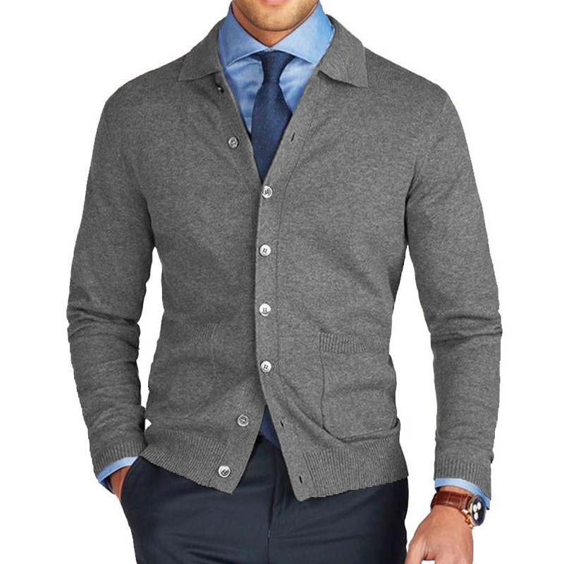 Men's Classic Lapel Pocket Knit Cardigan