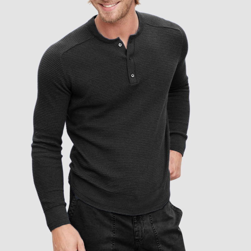 Men's Casual Waffle Polo Shirt