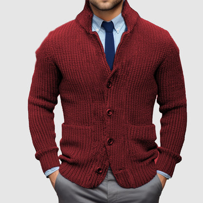 Men's Long Sleeve Stand Collar Thickened Cardigan Warm Casual Jacket