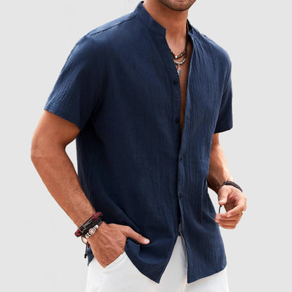 Men's Cotton Linen Short Sleeve Shirt