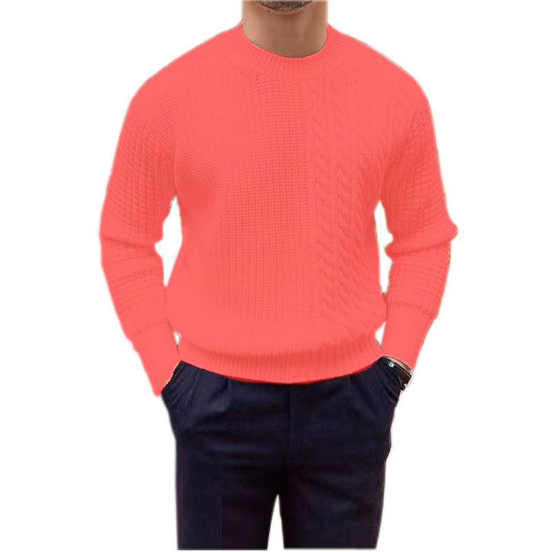 Men's round neck long sleeve casual knitted cashmere sweater