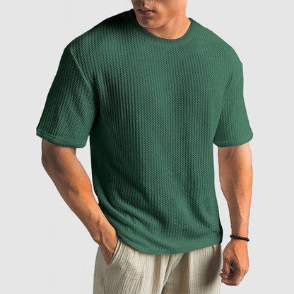 Men's Casual Knit Textured Breathable Crew Neck T-Shirt