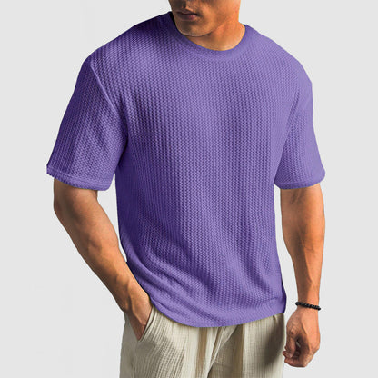 Men's Casual Knit Textured Breathable Crew Neck T-Shirt