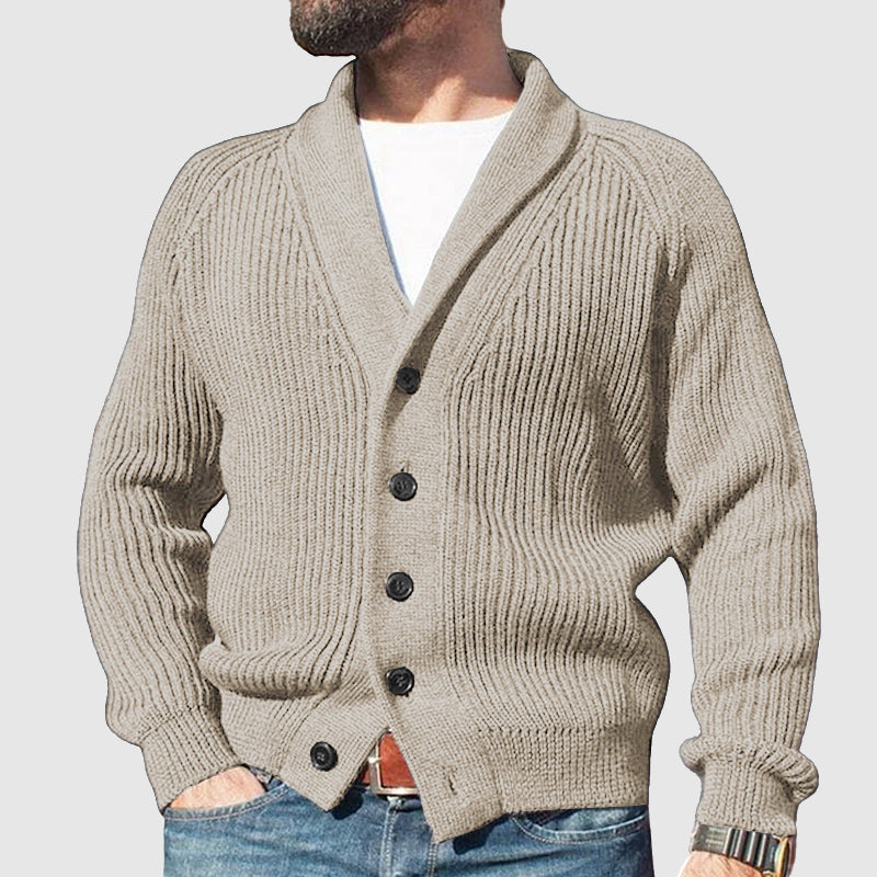 Men's Casual Breasted Lapel Long Sleeve Knit Cardigan