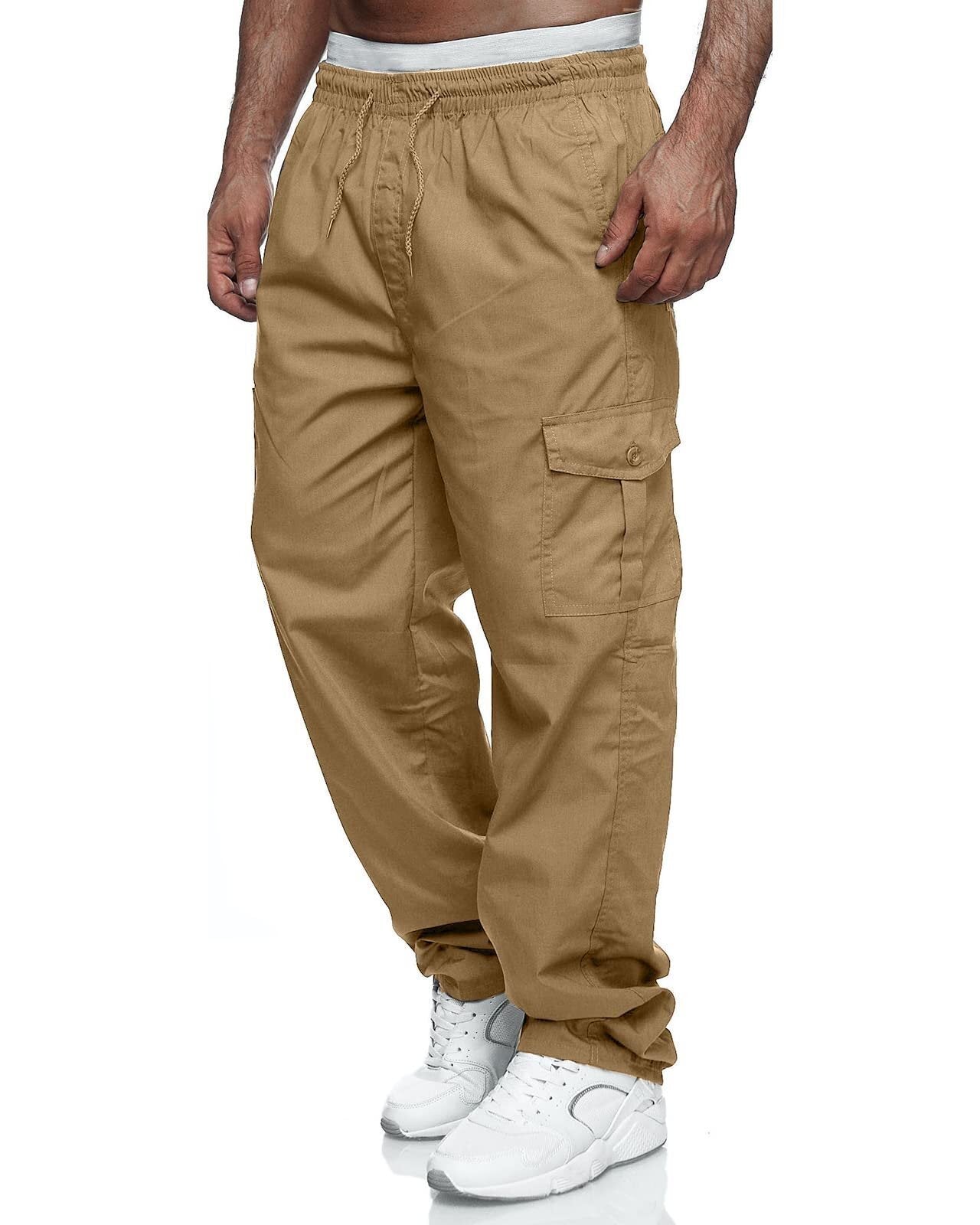 Men's Cargo Pants Relaxed Fit Sport Pants Jogger Sweatpants Drawstring Outdoor Trousers with Pockets