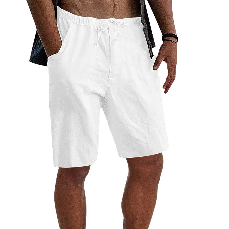 Men's Solid Color Cotton Linen Shorts Loose Outdoor Casual Pants