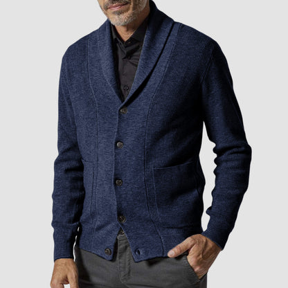 Gentlemen's Classic Casual Lapel Long Sleeve Cashmere Knit Cardigan