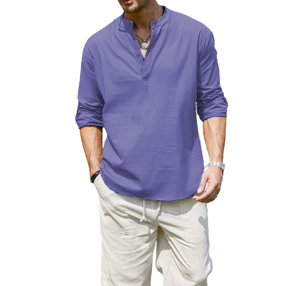 Men's  Cotton Linen Casual Long Sleeve Shirt