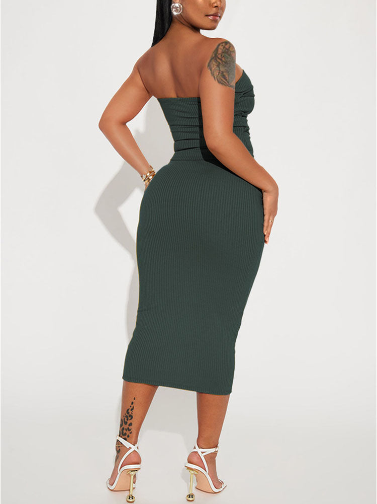 Bandage Tube Top Midi Skirt Set