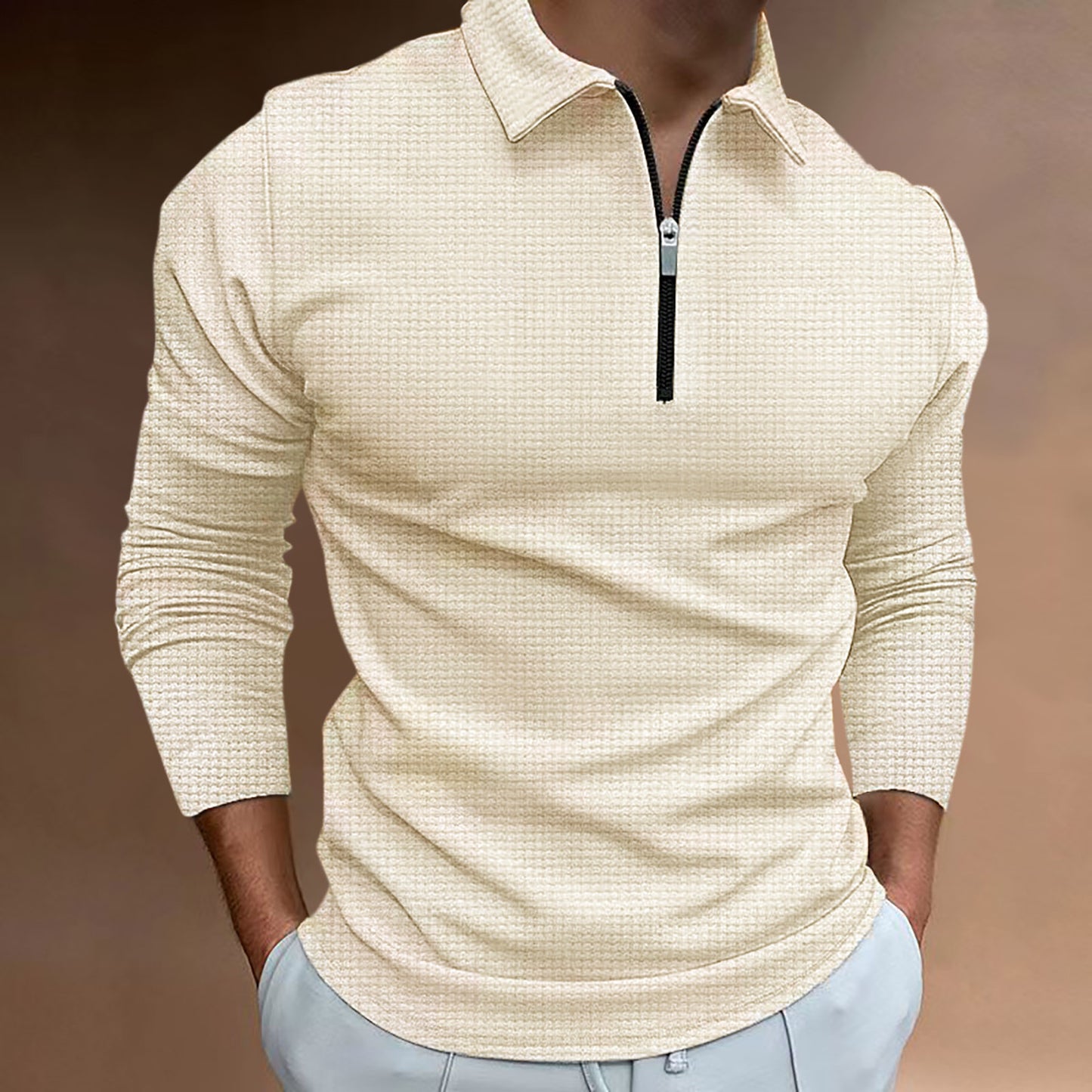 Men's new zip long sleeve T-shirt top