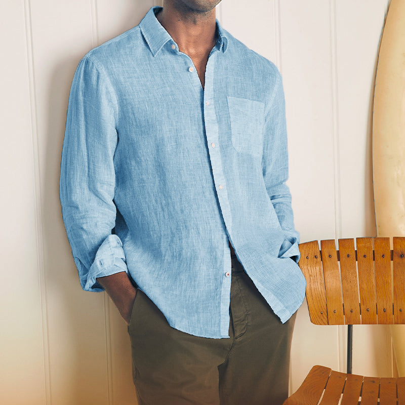 Gentleman's Casual Basic Cotton Linen Shirt