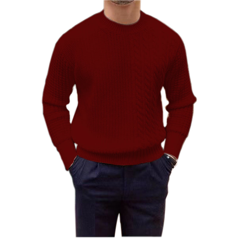 Men's round neck long sleeve casual knitted cashmere sweater