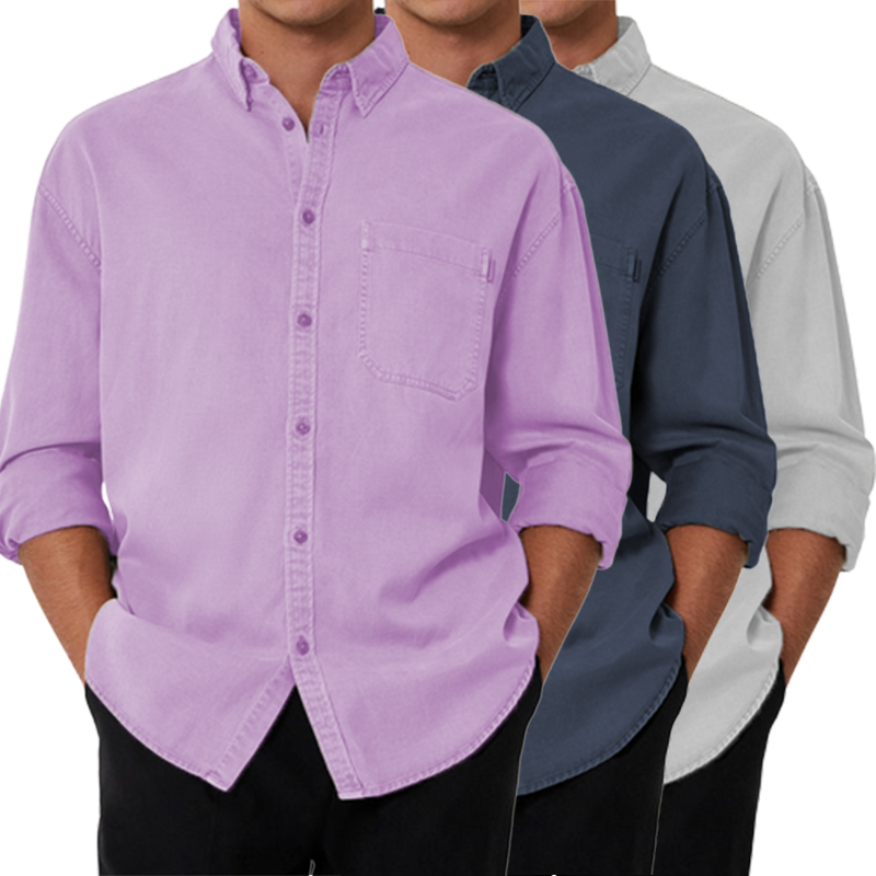 Men's Cotton Basic Cotton Long Sleeve Shirt