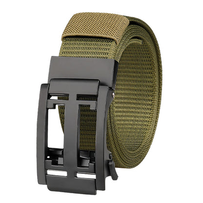 Men's Canvas Belt Alloy Automatic Buckle Nylon Belt