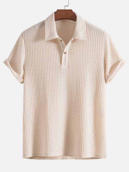 Men's Knitted Waffle Polo Shirt