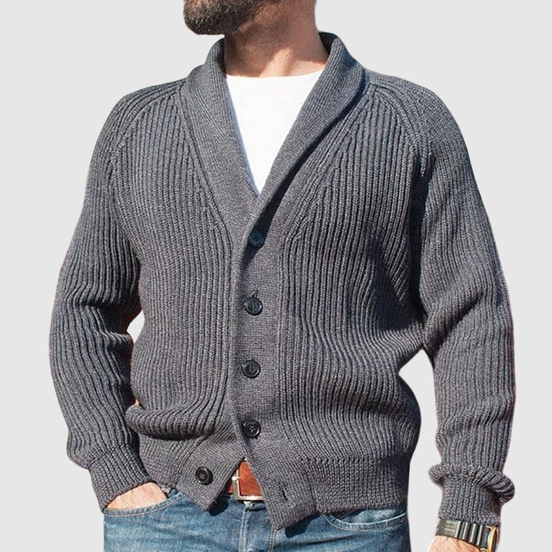 Men's Casual Breasted Lapel Long Sleeve Knit Cardigan