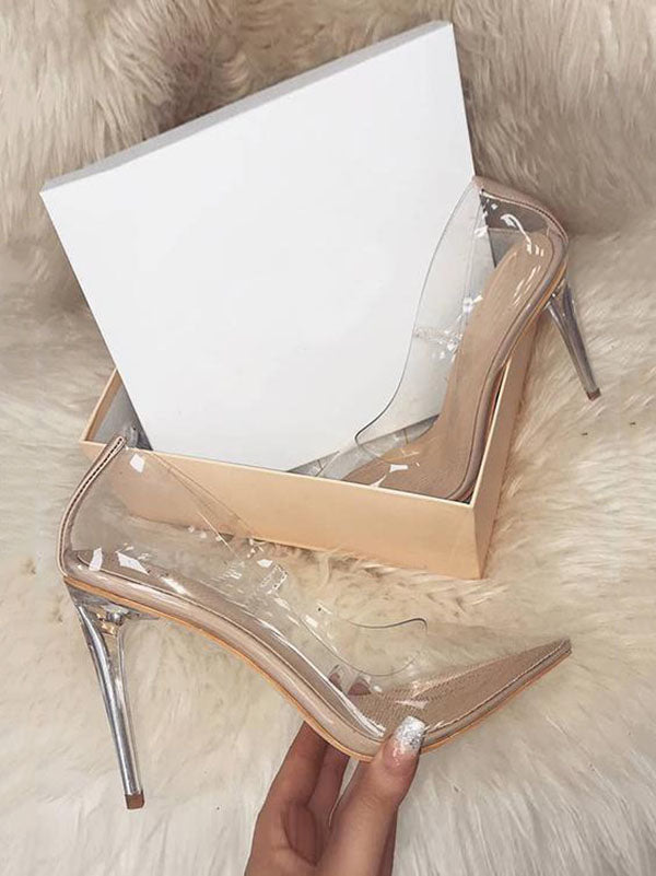 Transparent Point Toe Stiletto Heeled