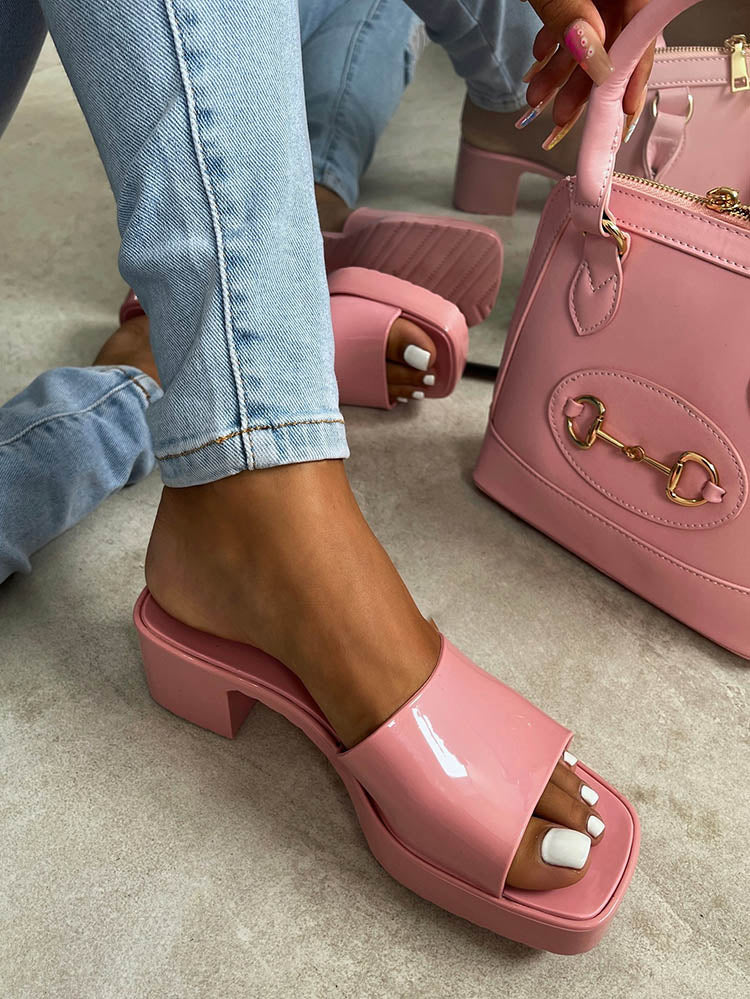 Jelly Chunky Heel Sandals