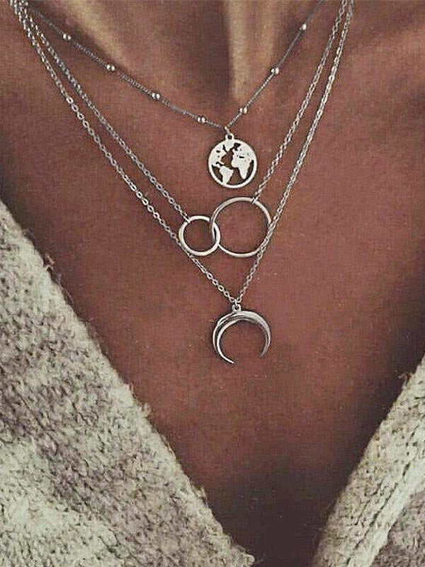 Women's Moon Layered Necklace